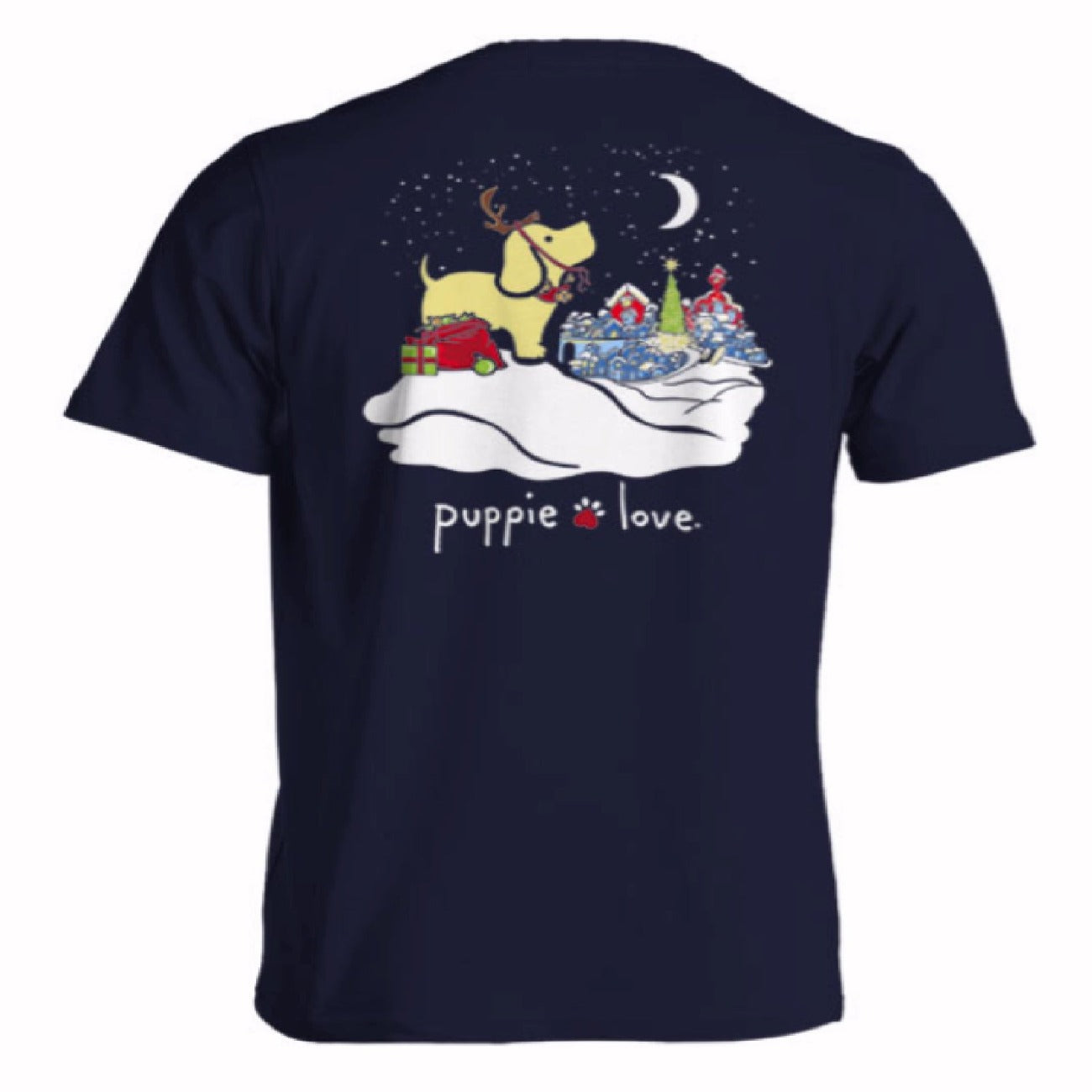 Puppie Love Dog Silent Night Reindeer Pup Short Sleeve T-Shirt