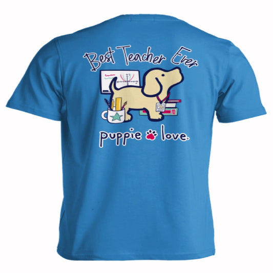 Puppie Love Dog Best Teacher Ever Pup Short Sleeve T-Shirt
