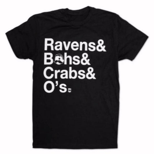 Ravens Bohs Crabs And Oh’s Black Short Sleeve T-Shirt
