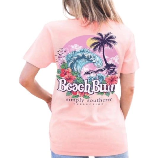 Simply Southern Beach Bum Flowers and Waves Short Sleeve T-Shirt