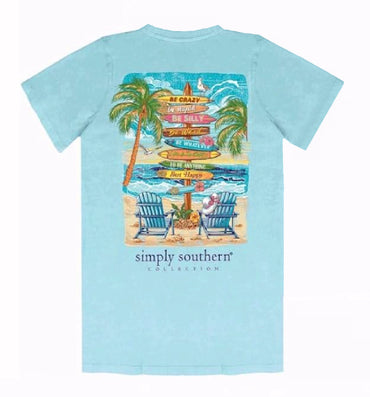 Simply Southern Beach Scene with Signs Short Sleeve T-Shirt