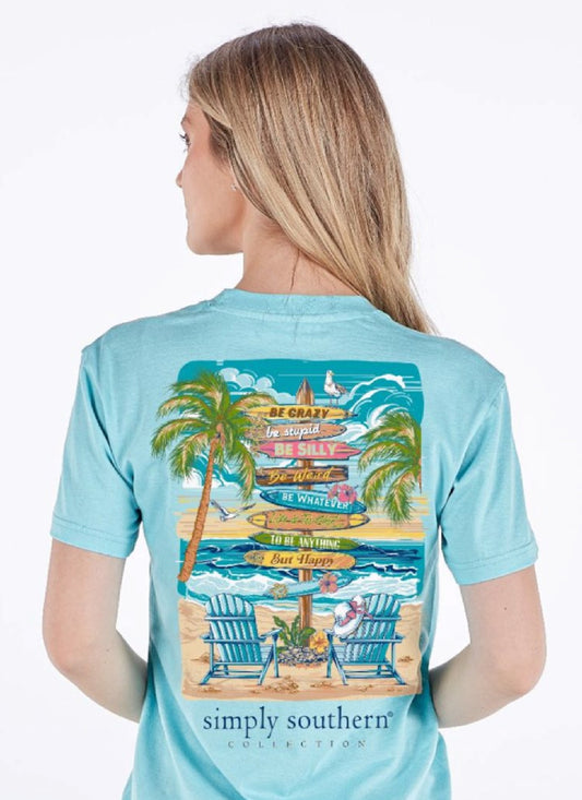 Simply Southern Beach Scene with Signs Short Sleeve T-Shirt