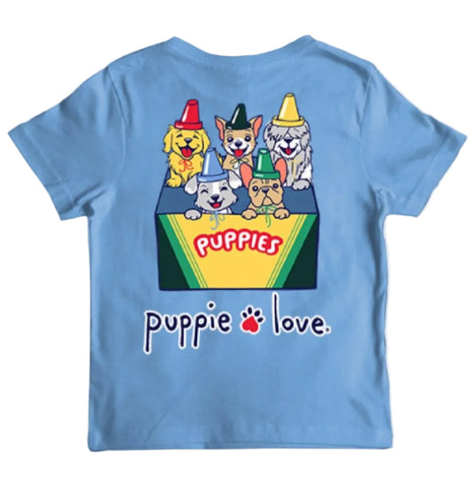 Puppie Love Youth Dog Crayon Pup Short Sleeve T-Shirt