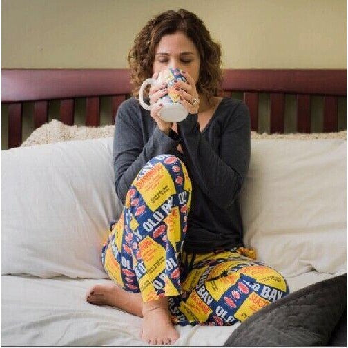 Old Bay Jersey Can Pattern Yellow/Blue Lounge Pants Pajamas