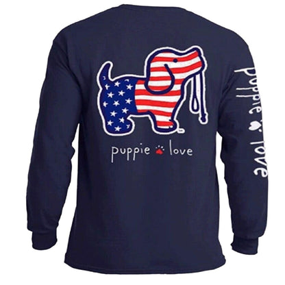 Puppie Love Dog USA Pup Long Sleeve T-Shirt Sweatshirt