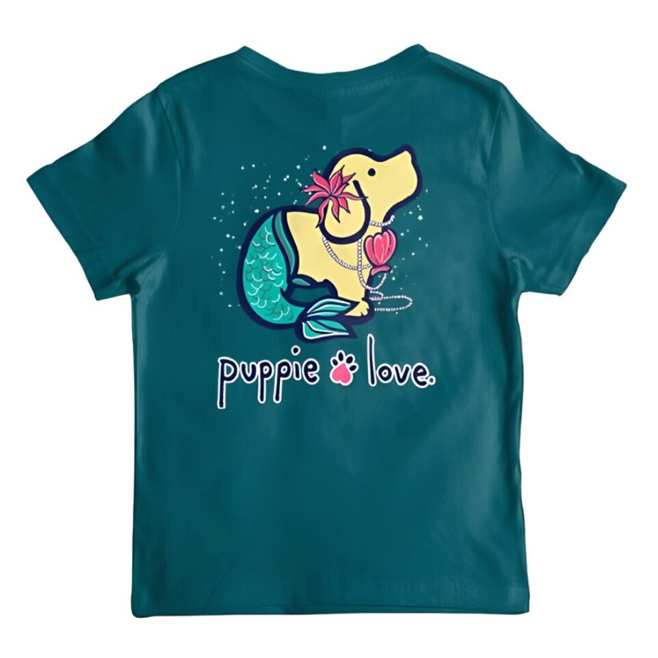 Puppie Love Dog Mermaid Pup Short Sleeve Youth T-Shirt