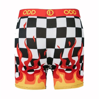 Racing Checkered Flag With Flames Boxer Shorts Underwear Briefs