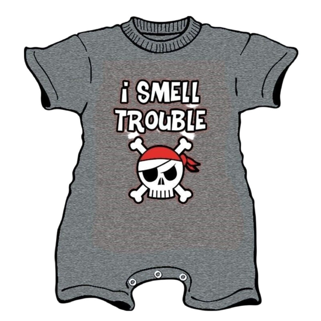 I Smell Trouble Pirate Baby Infant Jersey Romper One-Piece Snap Jumper Bodysuit