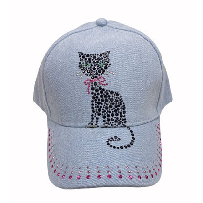 Cat Bling Denim Cap Hat