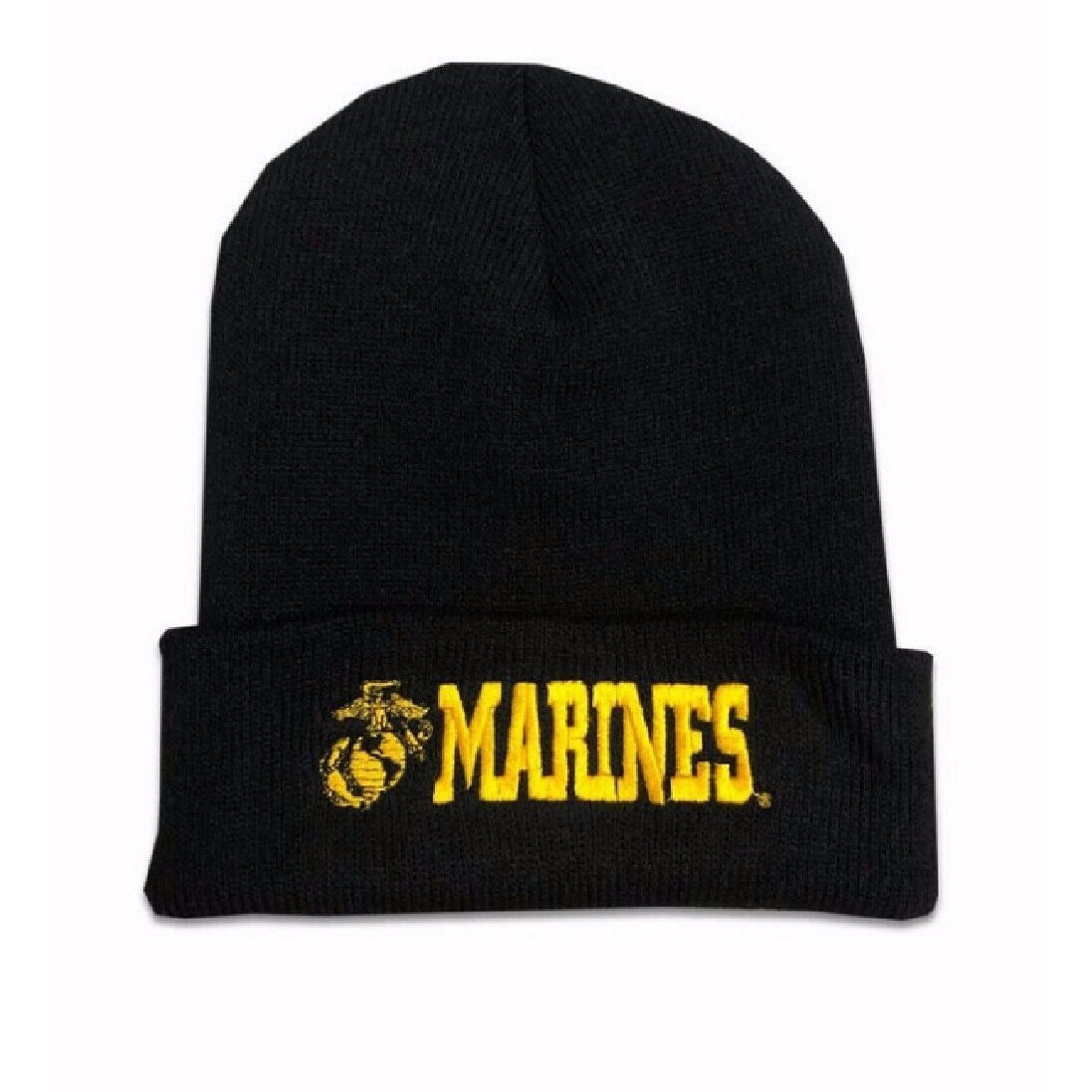 U.S. Marines USMC Emblem Black Cuffed Beanie Cap Hat