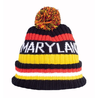 Maryland Stripes Pom Beanie Cap Hat