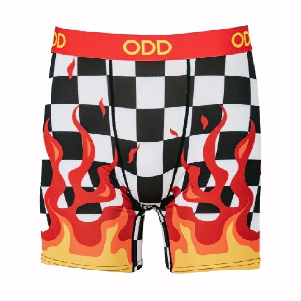 Racing Checkered Flag With Flames Boxer Shorts Underwear Briefs