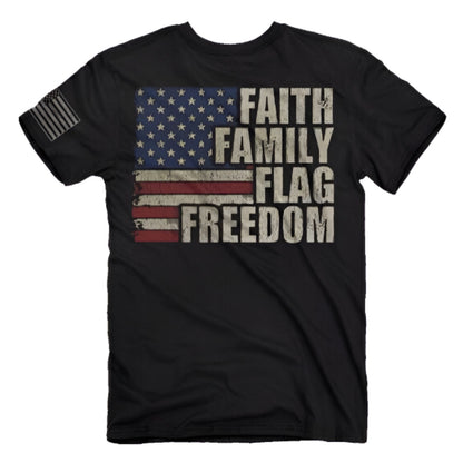 Faith Family Flag Freedom Fundamentals Short Sleeve T-Shirt