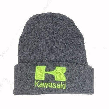 Kawasaki Gray Embroidered Beanie Cap Hat