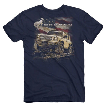 Ford Bronco Off-Road And U.S. Flag Sleeve T-Shirt