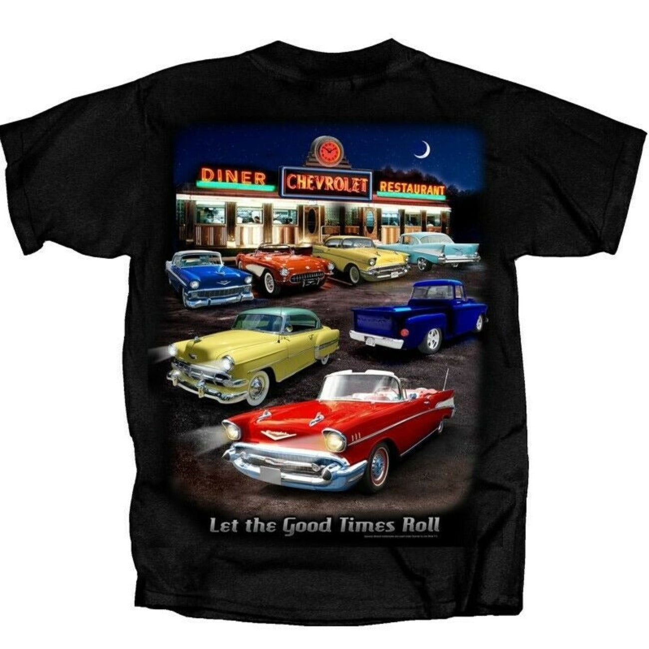 Vintage Chevy Chevrolet Night Time Diner Short Sleeve T-Shirt