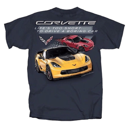 Chevy Chevrolet Corvette Life’s Too Short To Drive A Boring Car Short Sleeve T-Shirt