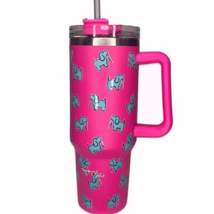 Puppie Love Dog 40 ounce Hot Pink Stainless Steel Travel Tumbler