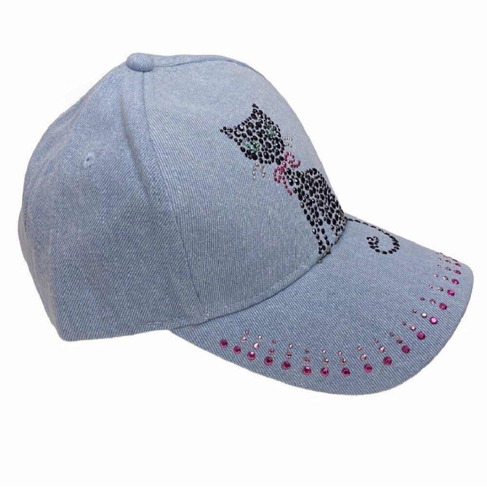 Cat Bling Denim Cap Hat