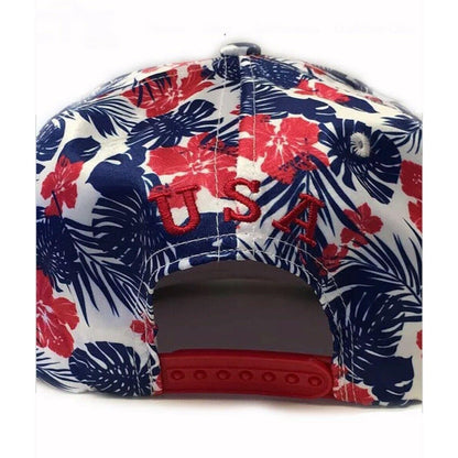 U.S.A. Bright Flower Pattern Cap Hat