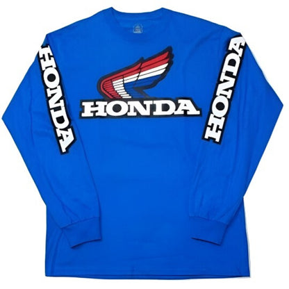 Honda Logo Blue With Red-White-Blue Wing Jersey Long Sleeve T-Shirt