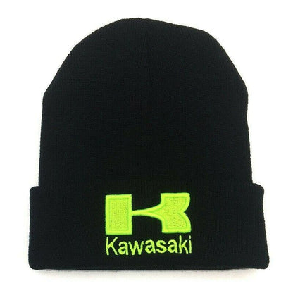 Kawasaki Black Embroidered Beanie Cap Hat