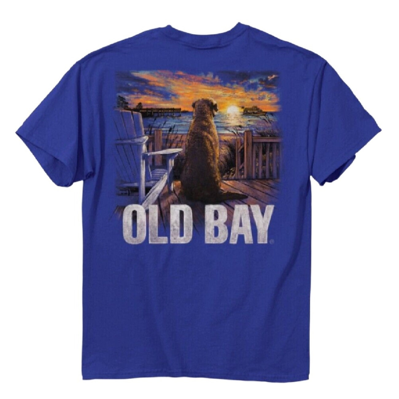 Old Bay Dog And Sunset Short Sleeve T-Shirt