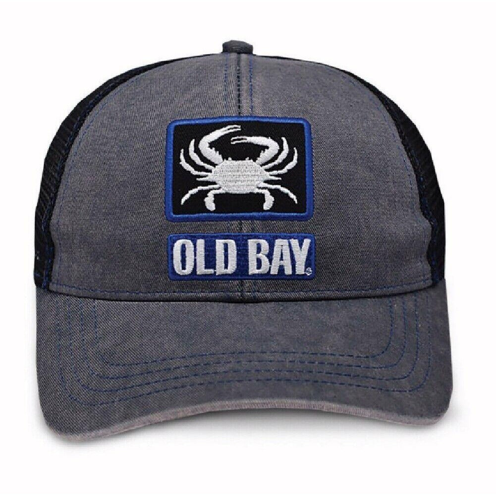 Old Bay Crab Blue Box Embroidered Mesh Back Cap Hat