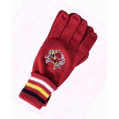 Maryland Embroidered Crab Red Knit Gloves