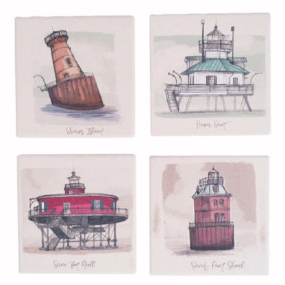 Chesapeake Light Houses Ceramic Coaster Set