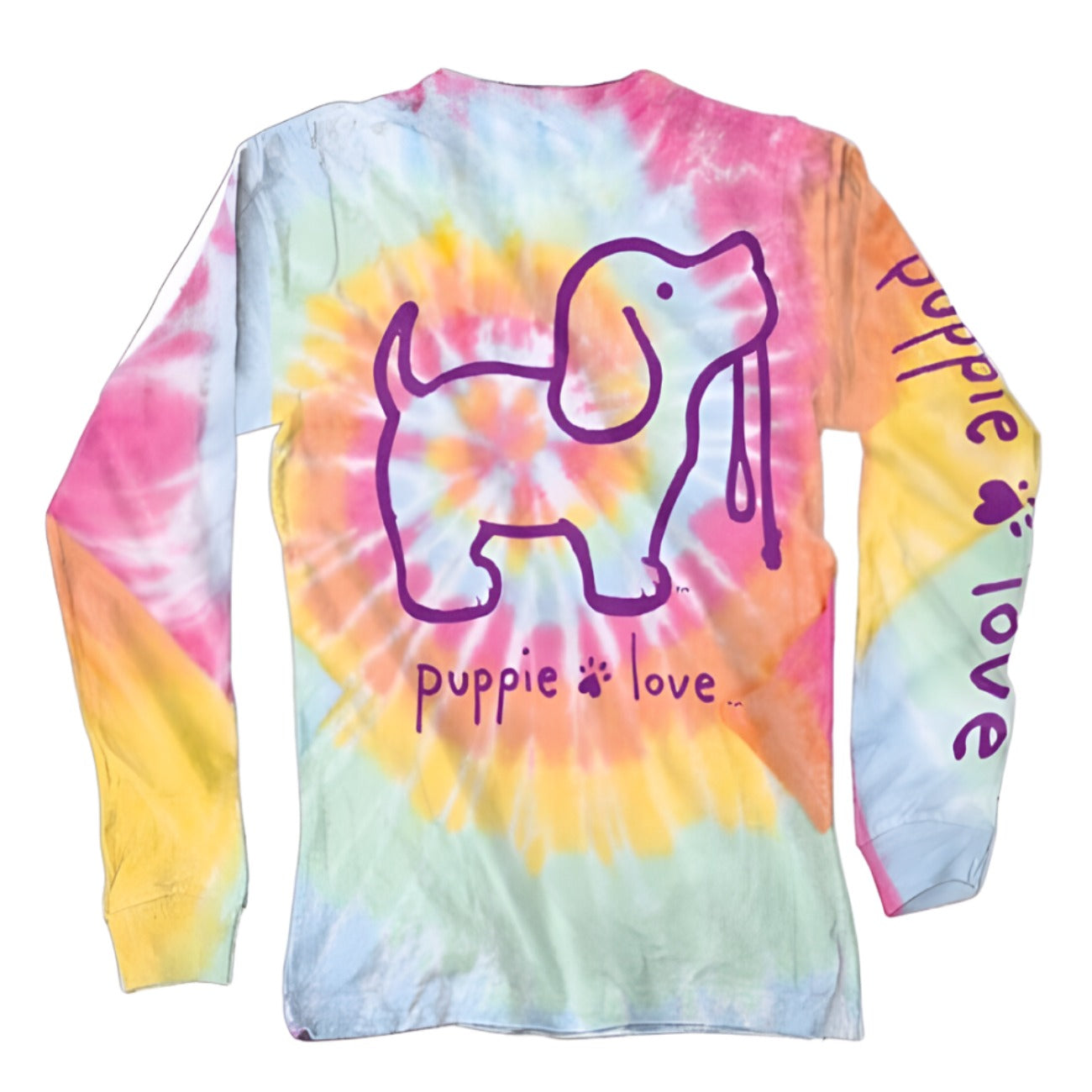 Puppie Love Dog Tie Dye Long Sleeve T-Shirt Sweatshirt