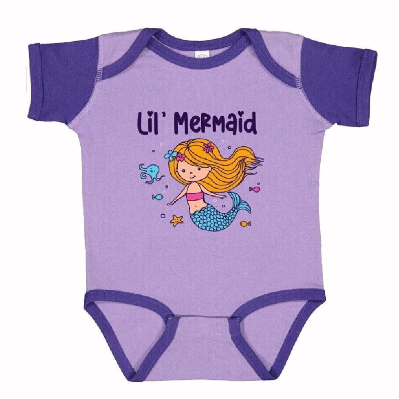 Lil Mermaid Baby Infant Jersey Romper One-Piece Snap Jumper Bodysuit