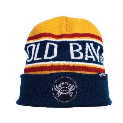 Old Bay Retro Style Stripe Navy Blue Beanie Cap Hat