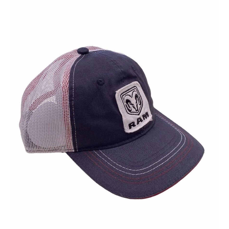 RAM Patch Navy Grey With Red Trim Mesh Back Cap Hat