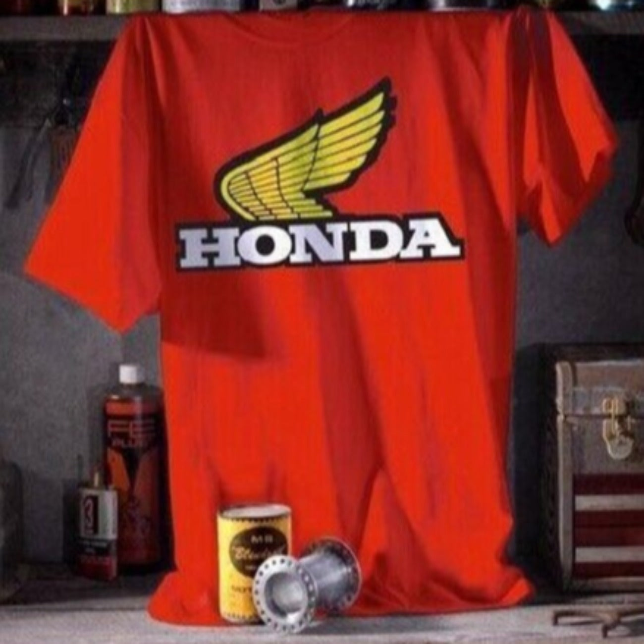 Honda Logo Red With Gold Wing Short Sleeve T-Shirt