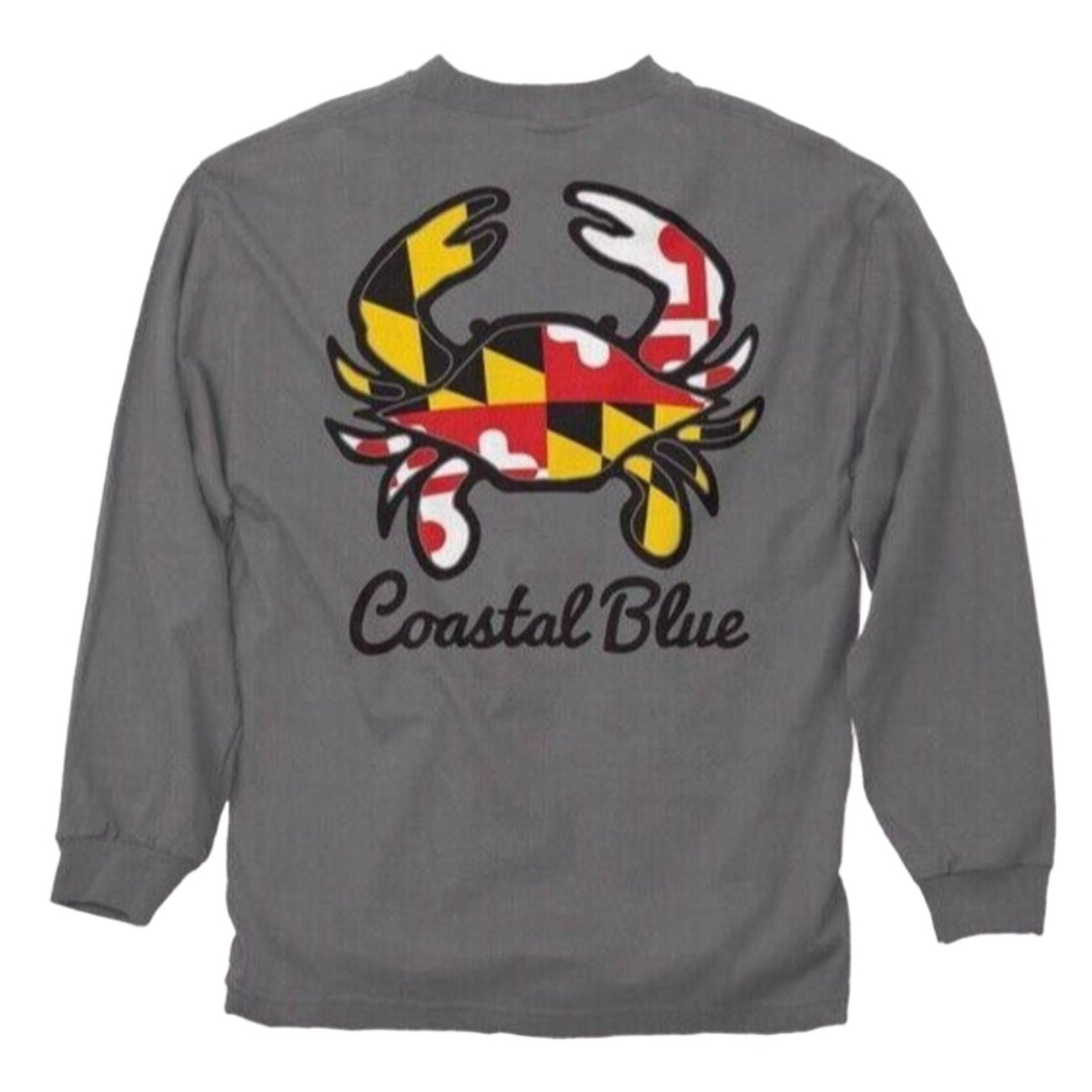 Coastal Maryland Flag Crab Gray Long Sleeve T-Shirt Sweatshirt