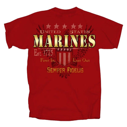 U.S. Marines USMC Shield Logo Red Short Sleeve T-Shirt