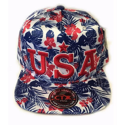 U.S.A. Bright Flower Pattern Cap Hat