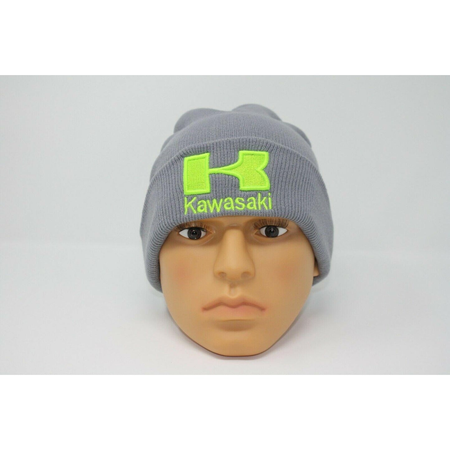 Kawasaki Gray Embroidered Beanie Cap Hat