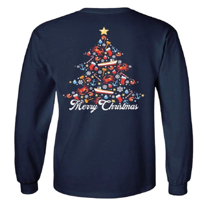 Merry Christmas Sea Themed Christmas Tree Long Sleeve T-Shirt Sweatshirt