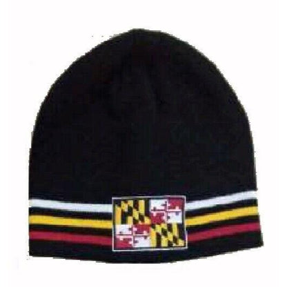 Maryland Embroidered Flag Black Beanie Cap Hat