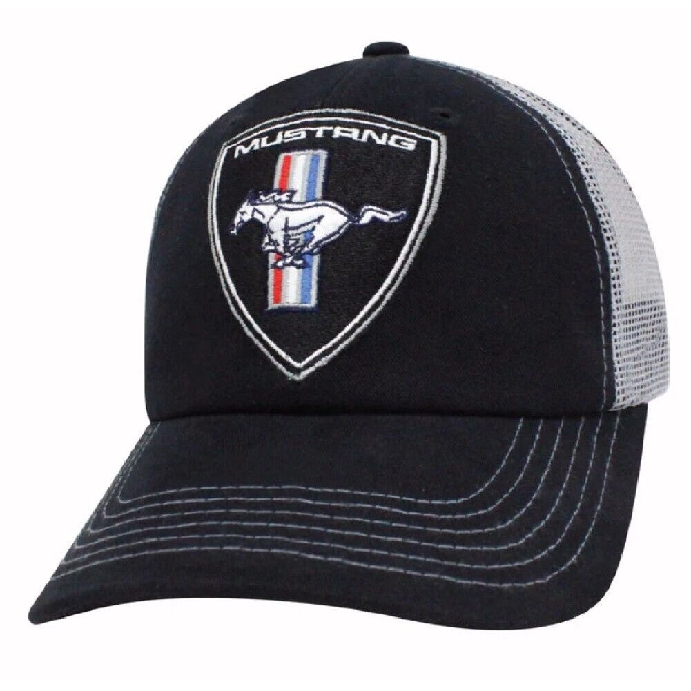 Ford Mustang Embroidered Logo Tri-Color Shield Mesh Cap Hat