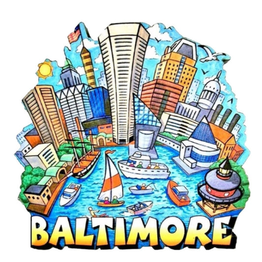 Baltimore Cartoon Skyline Refrigerator Office Magnet