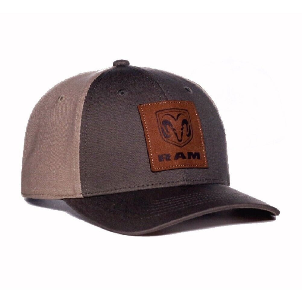 RAM Logo Leather Patch Brown Cap Hat