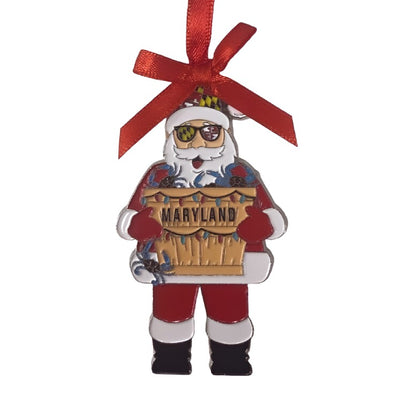 Maryland Santa Metal Holiday Tree Ornament