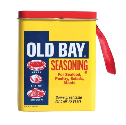 Old Bay Can Tin Metal With Working Lid Holiday Tree Ornament