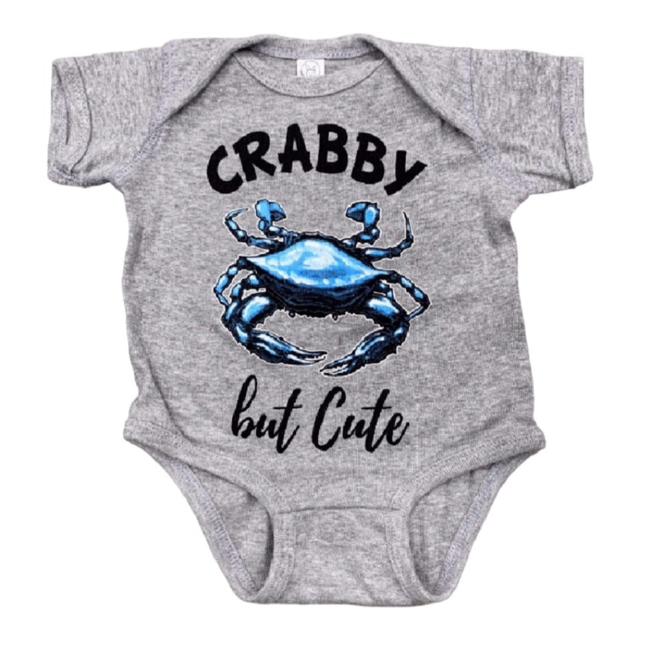 Crabby But Cute Gray Baby Infant Jersey Romper One-Piece Snap Jumper Bodysuit