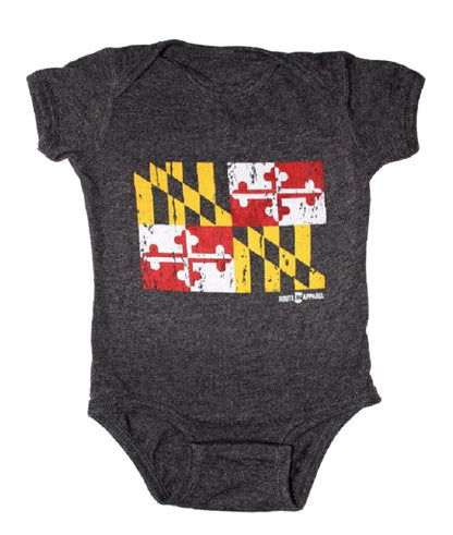 Maryland Flag Smokey Grey Baby Infant Jersey Romper One-Piece Snap Jumper Bodysuit