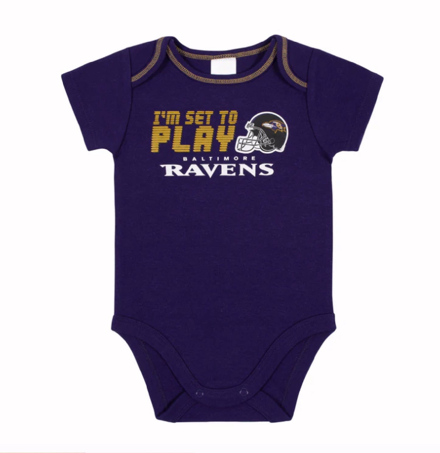 Baltimore Ravens Gerber 3-Piece Baby Infant Bodysuit, Sleep ‘N Play & Cap Set