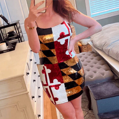 Sequined Maryland Flag Dress